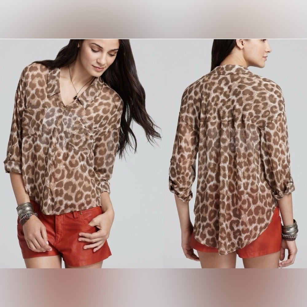 Free people Easy Rider Leopard Print Women's Top, medium,very good condition